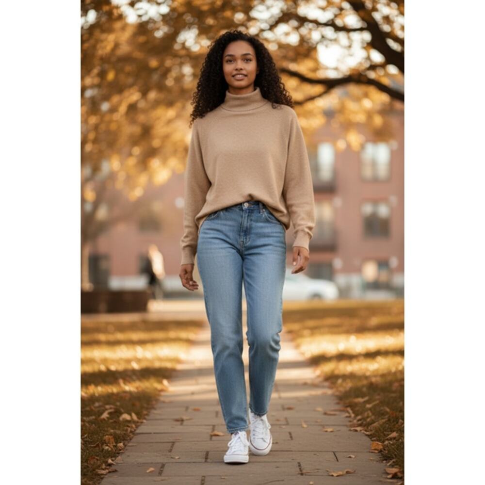 NWT Cashmere Turtleneck Sweater Large Brown Soft  Pullover